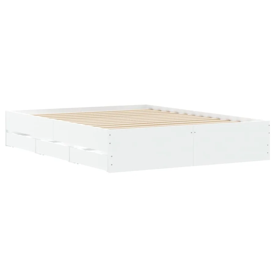 Cadre de lit avec tiroirs sans matelas blanc 140x200 cm - 8