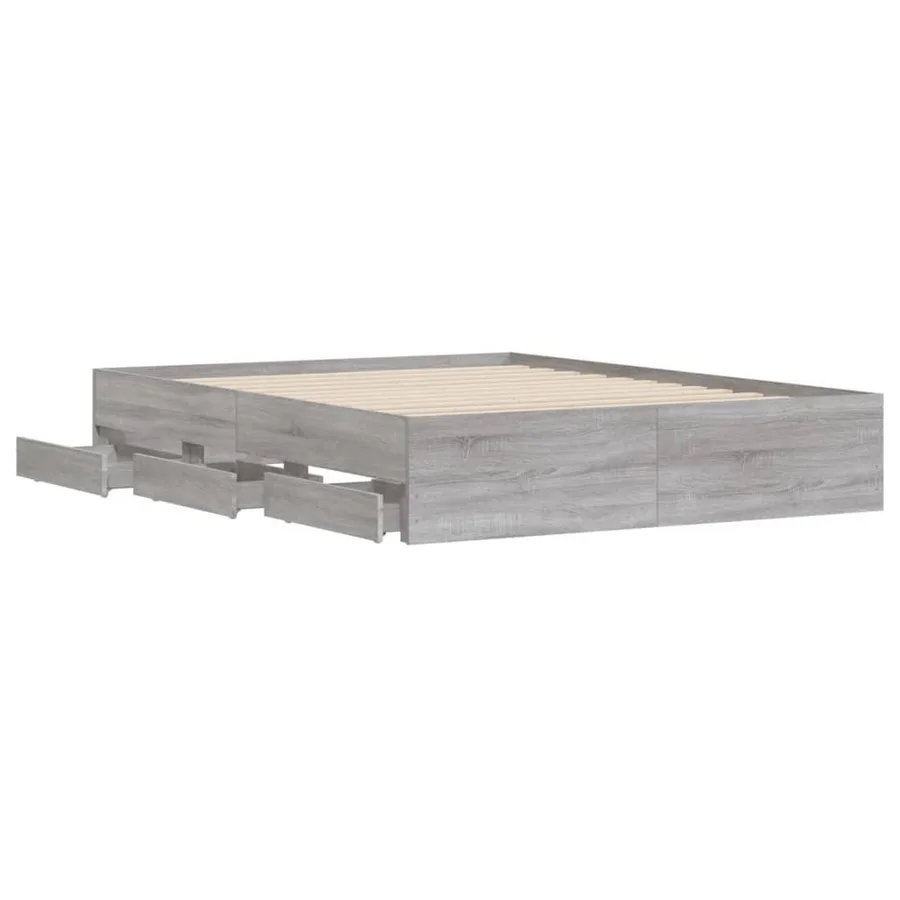 Cadre de lit avec tiroirs sans matelas sonoma gris 140x200 cm - 5