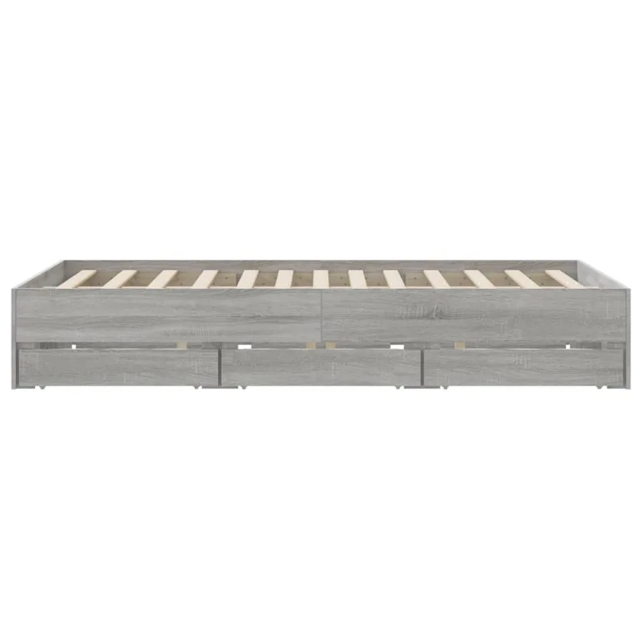 Cadre de lit avec tiroirs sans matelas sonoma gris 140x200 cm - 7