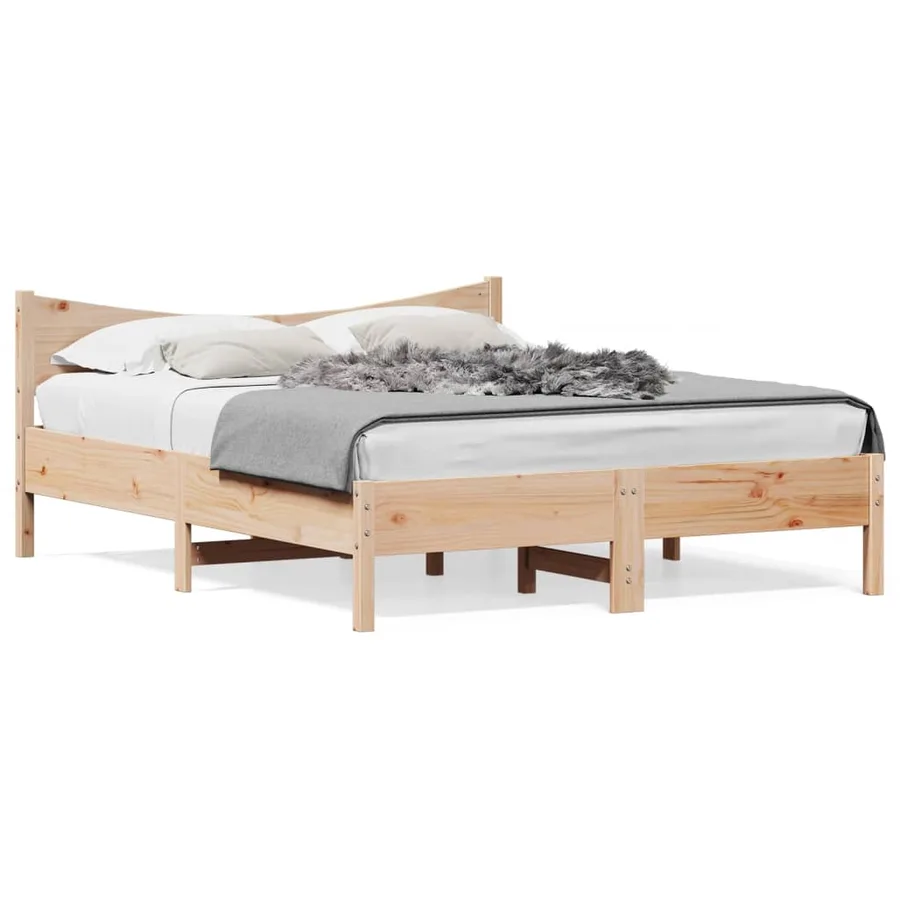 Cadre de lit sans matelas 150x200 cm bois de pin massif - 2