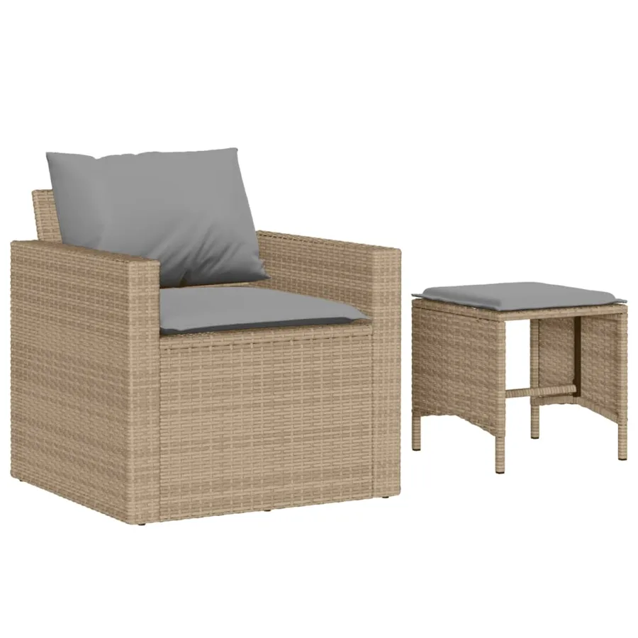 Salon de jardin avec coussins 4 pcs beige résine tressée - 3
