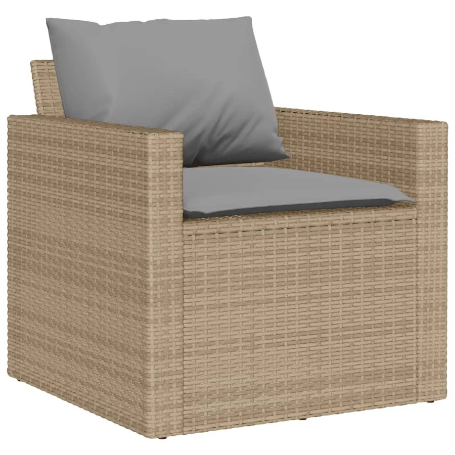 Salon de jardin avec coussins 4 pcs beige résine tressée - 4