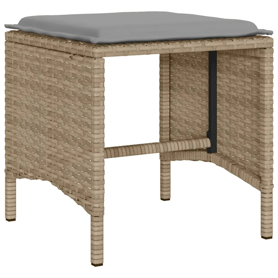 Salon de jardin avec coussins 4 pcs beige résine tressée - 5