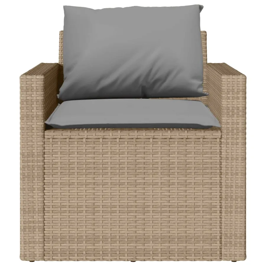 Salon de jardin avec coussins 4 pcs beige résine tressée - 6