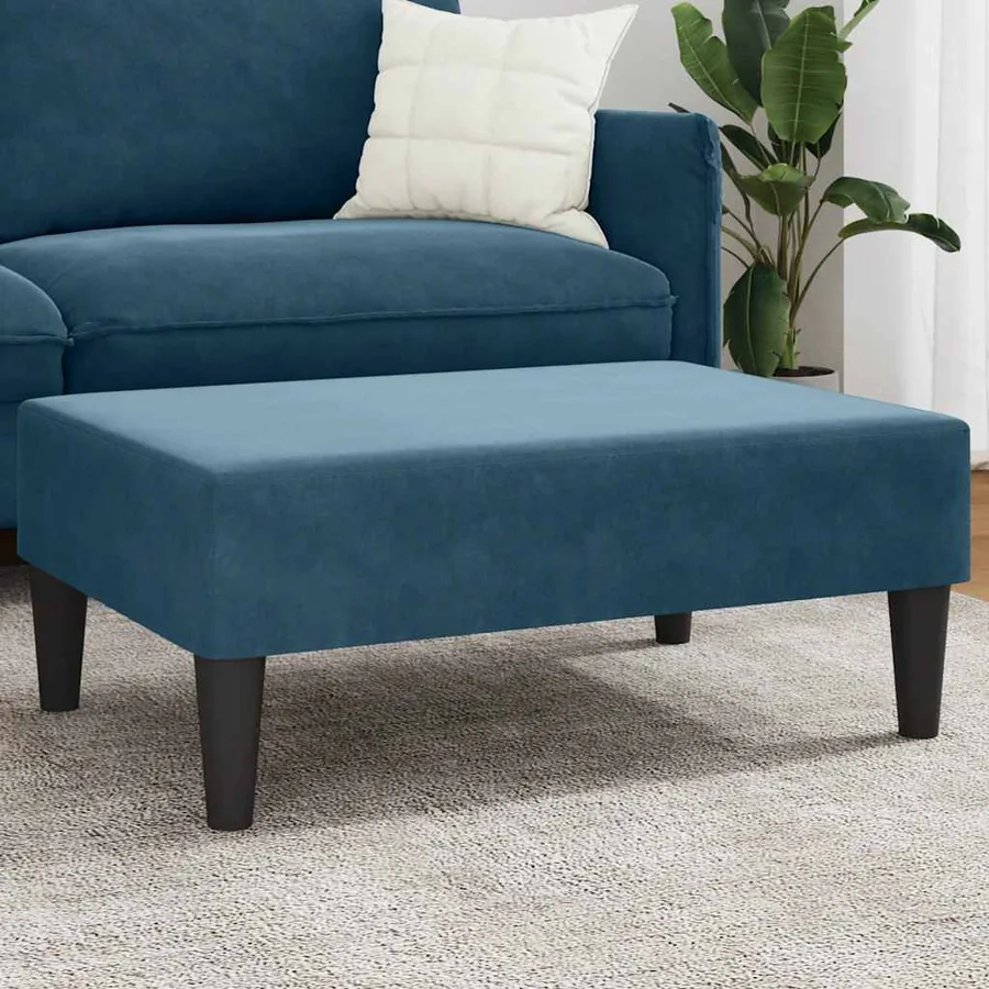 Repose-pied bleu 77x55x31 cm velours
