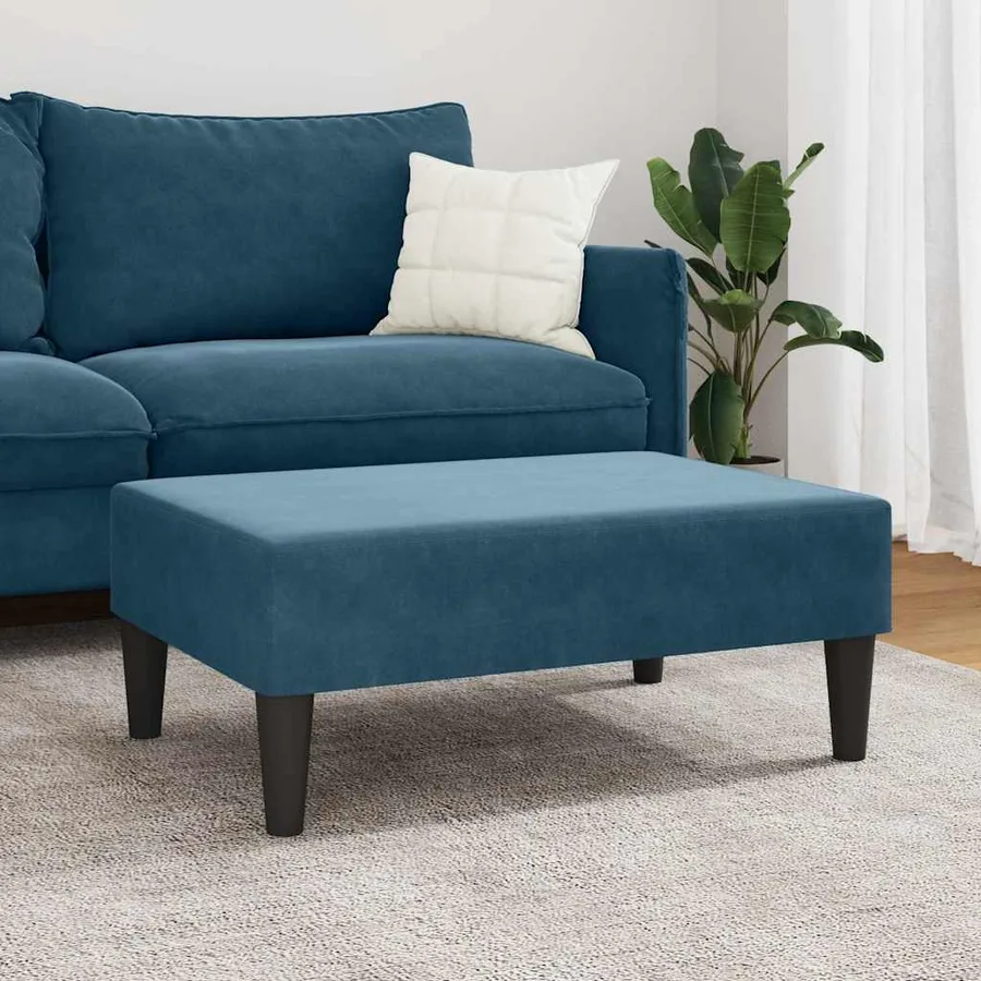 Repose-pied bleu 77x55x31 cm velours - 3
