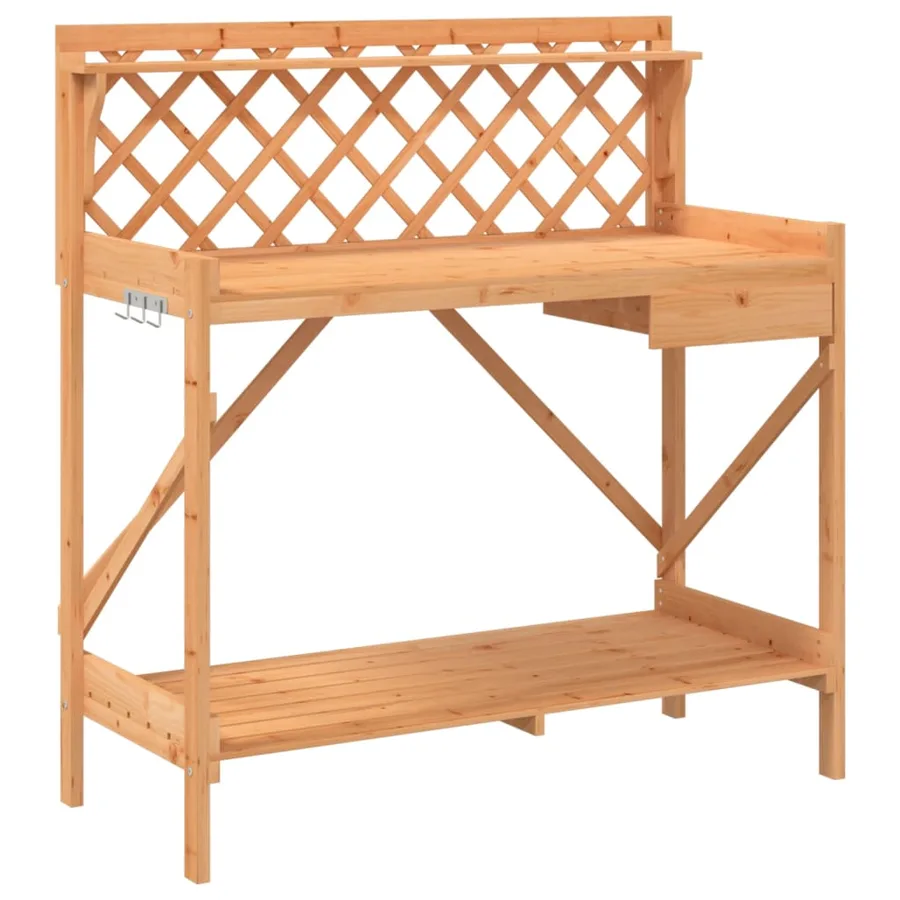 Banc de rempotage avec treillis marron bois massif de sapin - 2