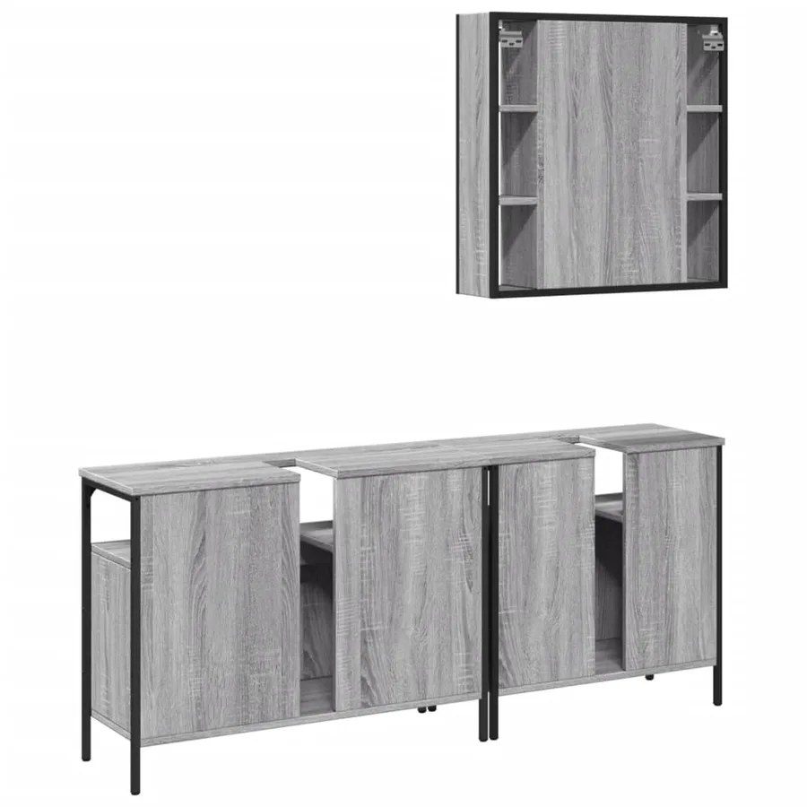 Ensemble d'armoires de salle de bain 3 pcs sonoma gris - 8