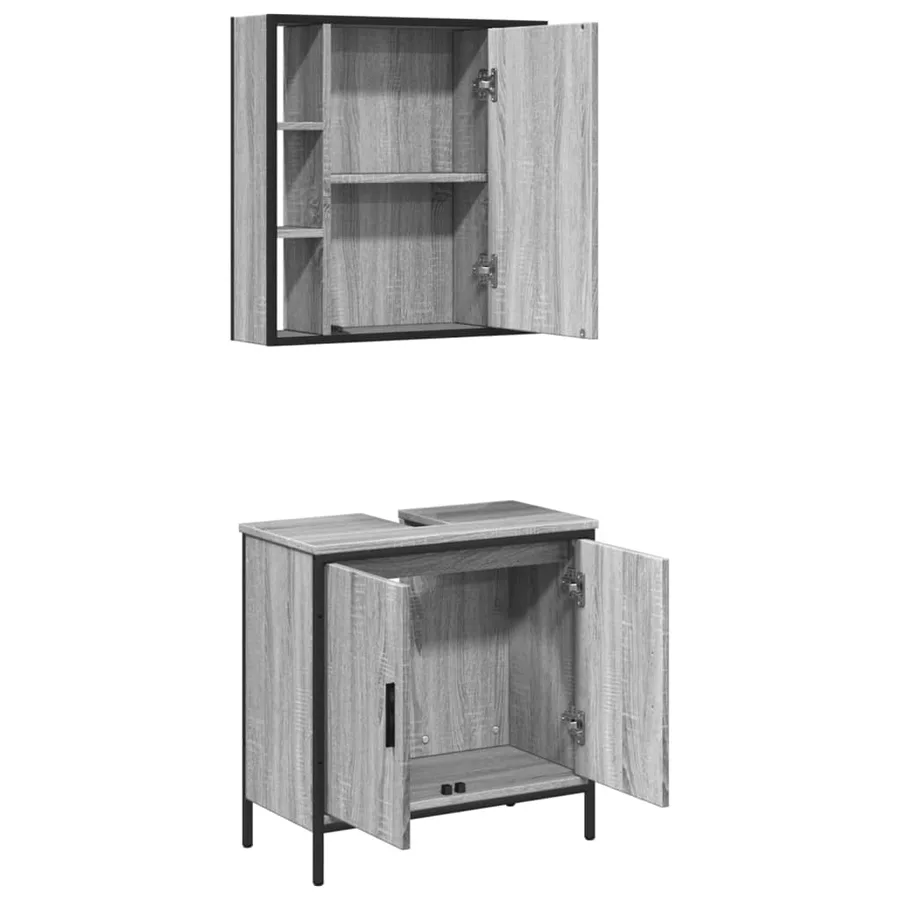 Ensemble de meubles de salle de bain 2 pcs Sonoma gris - 5