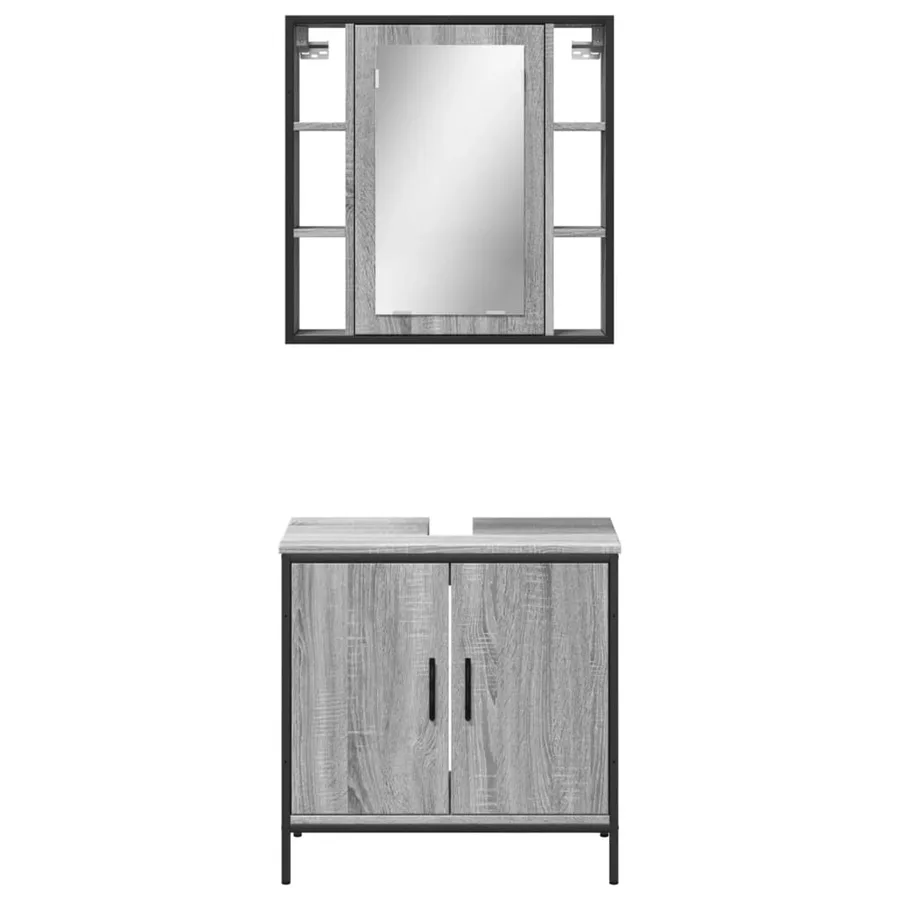 Ensemble de meubles de salle de bain 2 pcs Sonoma gris - 6