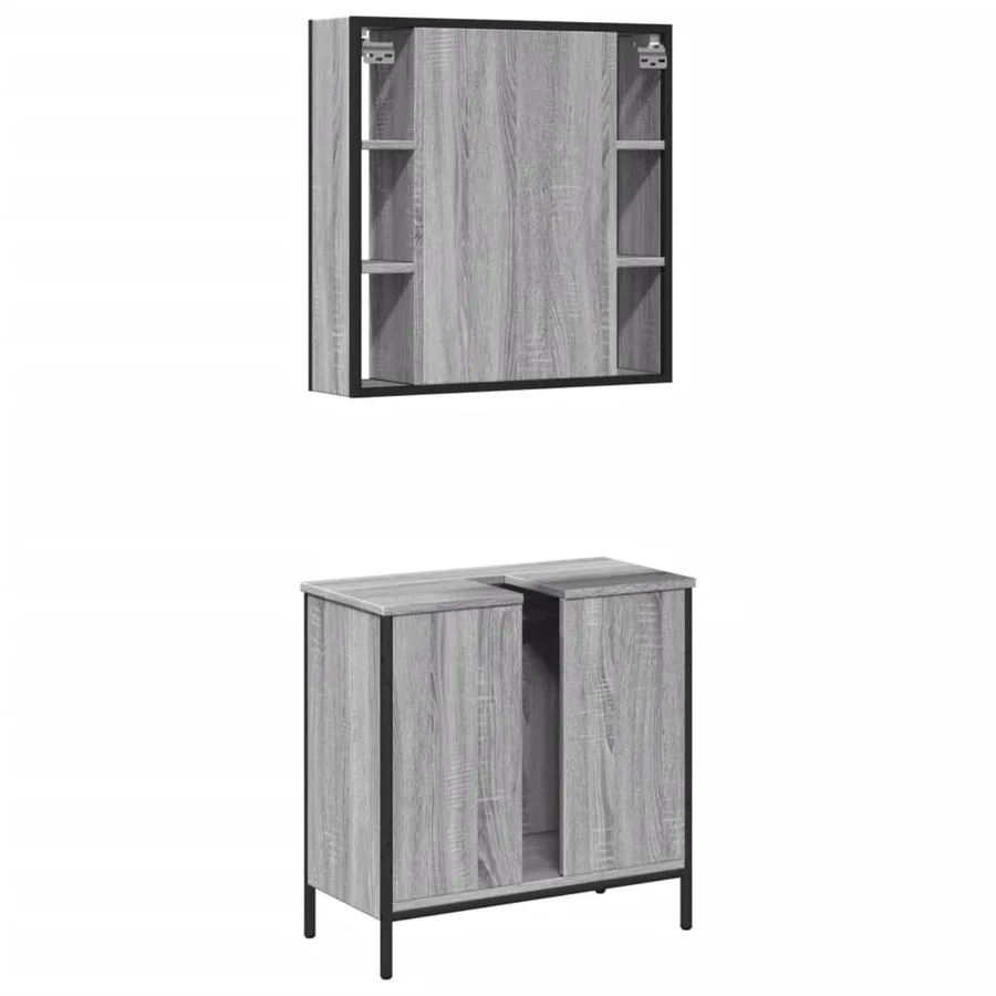 Ensemble de meubles de salle de bain 2 pcs Sonoma gris - 8