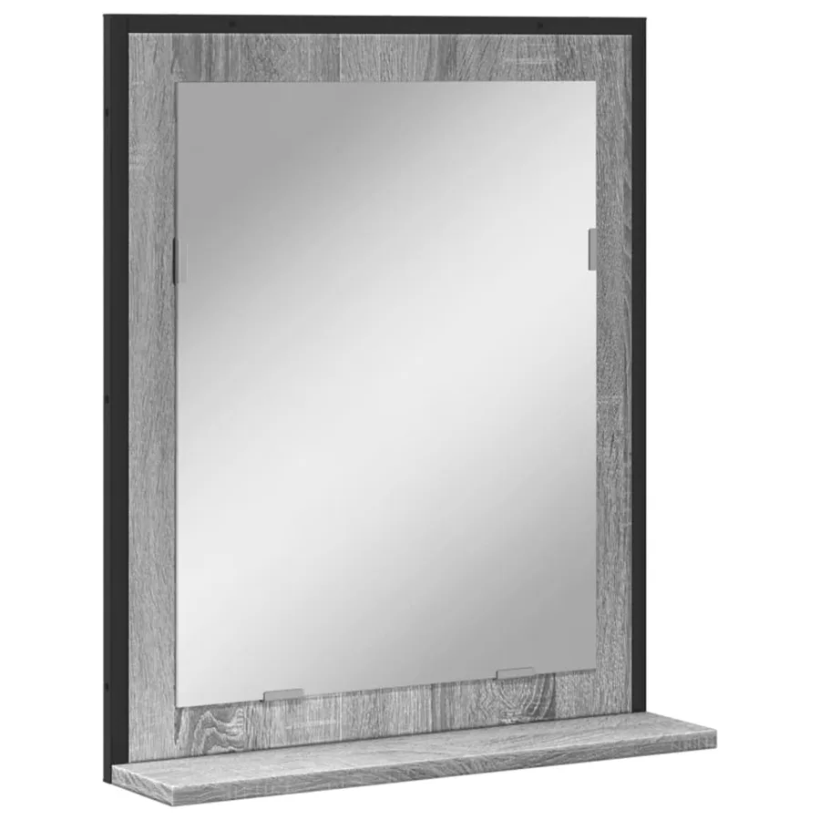 Miroir de salle de bain et étagère sonoma gris bois ingénierie - 2