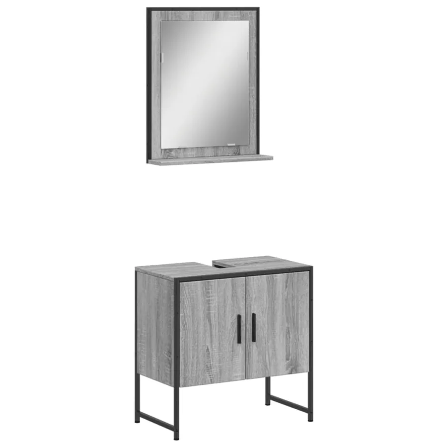 Ensemble d'armoires de salle de bain 2 pcs sonoma gris - 2