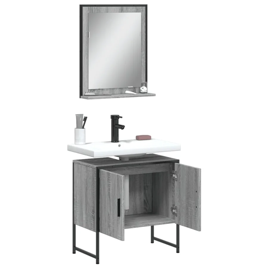 Ensemble d'armoires de salle de bain 2 pcs sonoma gris - 4