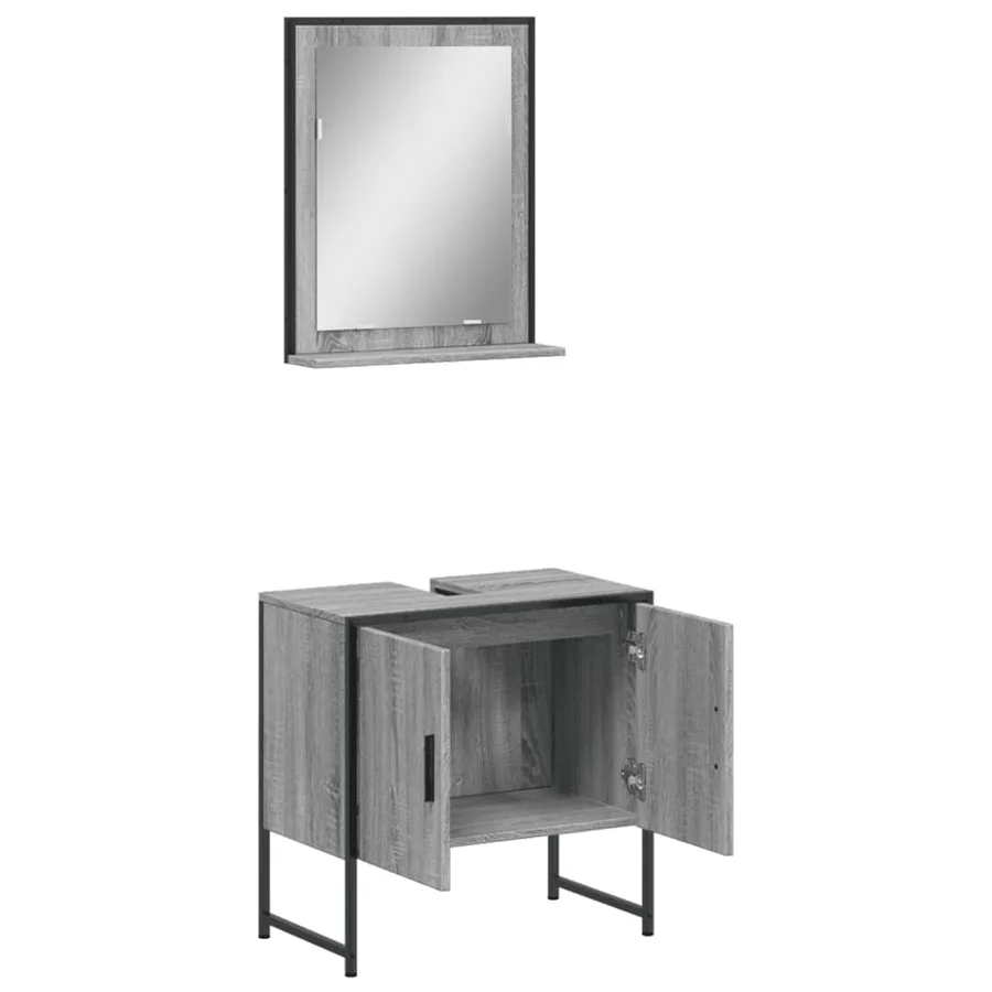 Ensemble d'armoires de salle de bain 2 pcs sonoma gris - 5