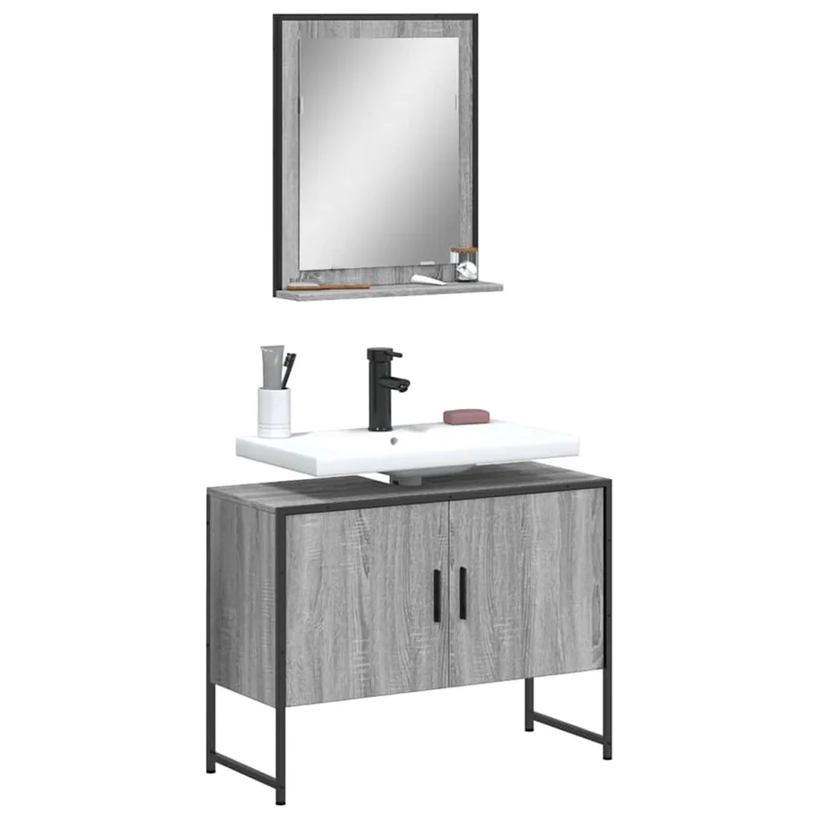 Ensemble d'armoires de salle de bain 2 pcs sonoma gris