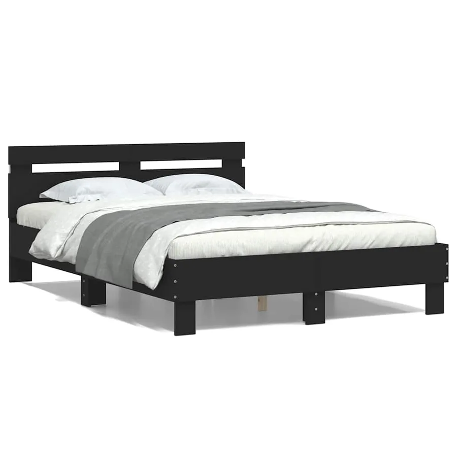 Cadre de lit avec LED sans matelas noir 135x190 cm - 5