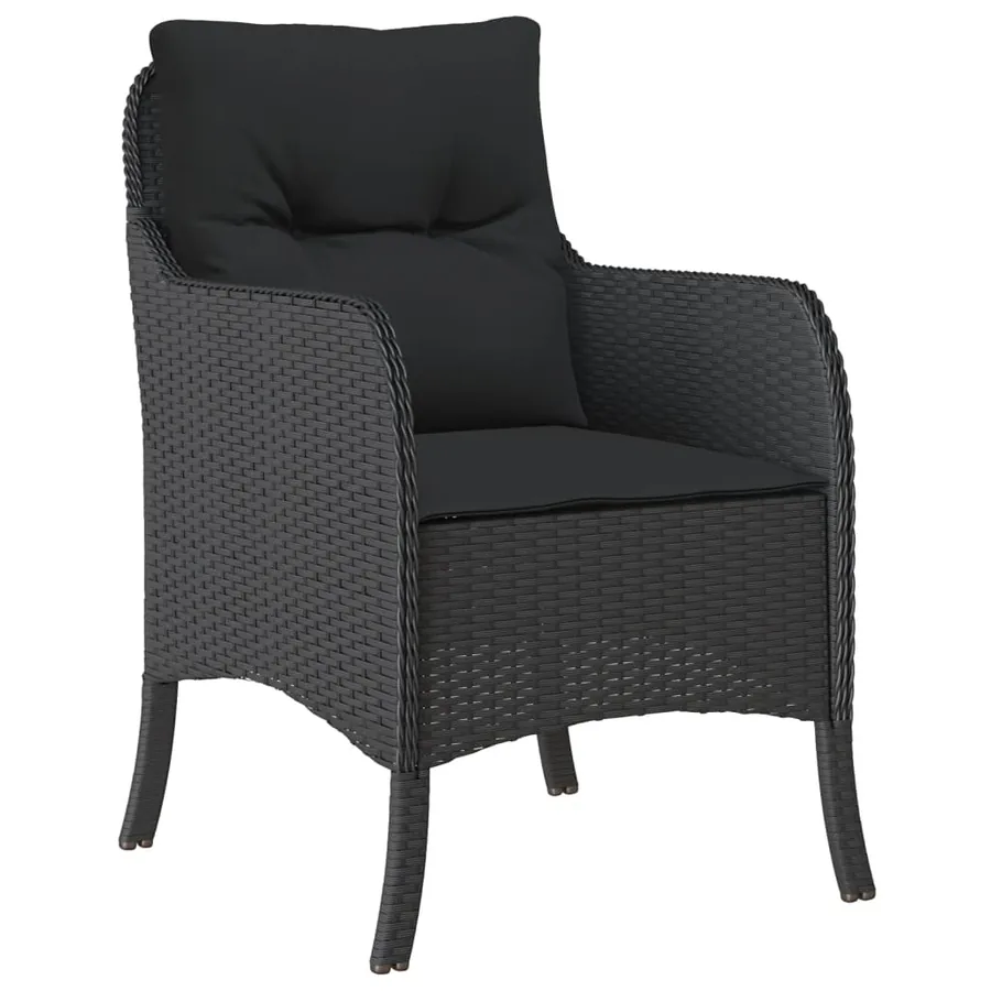 Ensemble à manger de jardin 9pcs coussins noir résine tressée - 3