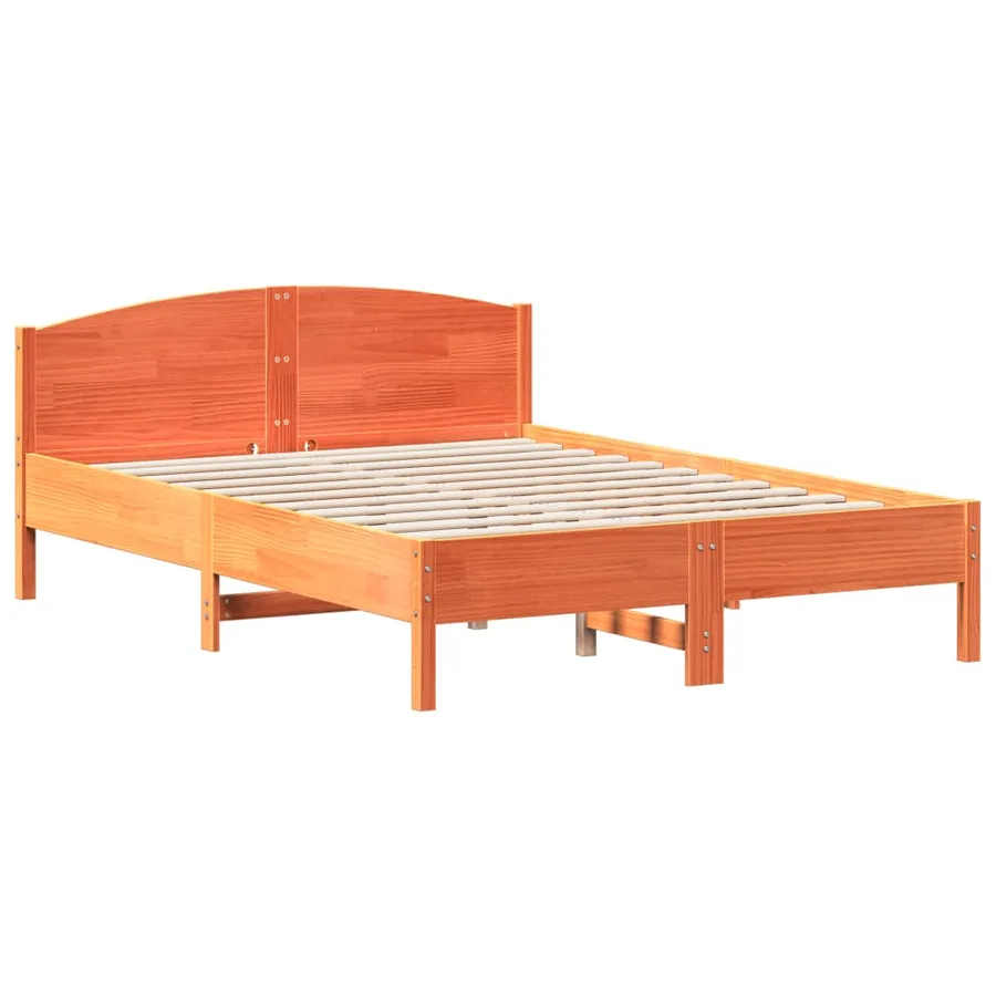 Cadre de lit sans matelas cire marron 150x200cm bois pin massif - 3