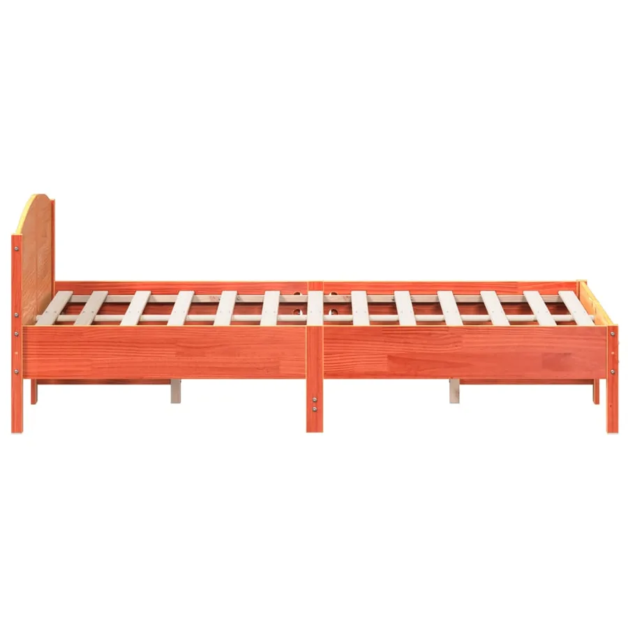 Cadre de lit sans matelas cire marron 150x200cm bois pin massif - 5