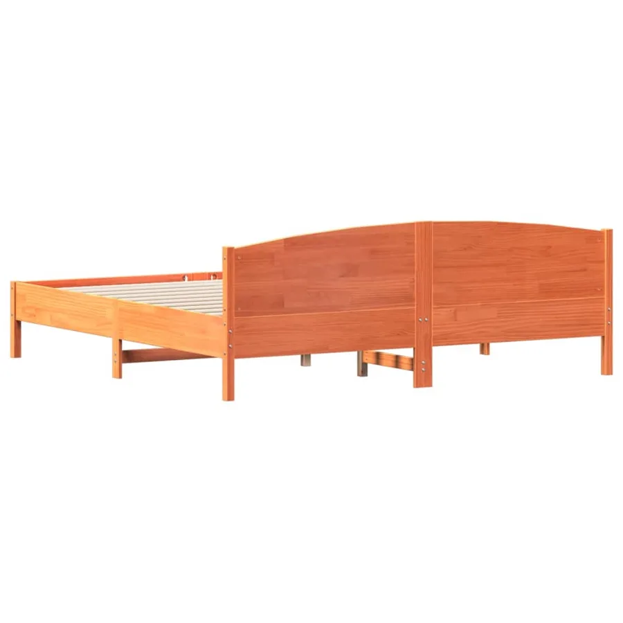 Cadre de lit et tête de lit cire marron 200x200 cm bois de pin - 6