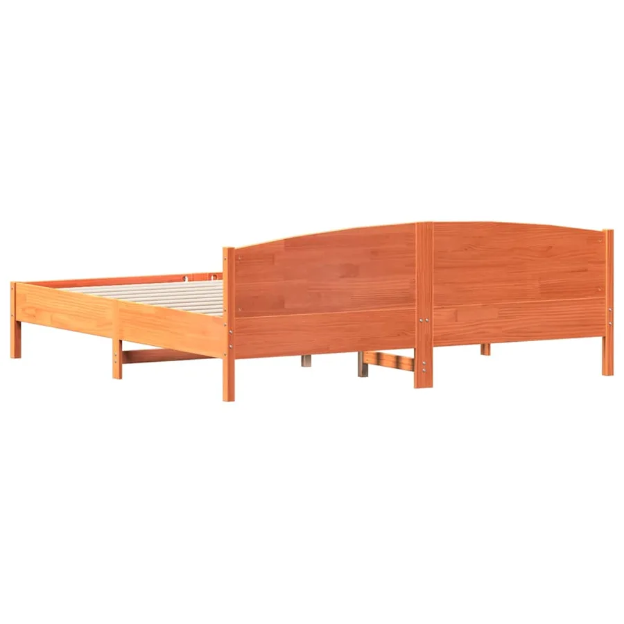 Cadre de lit sans matelas cire marron 200x200cm bois pin massif - 6
