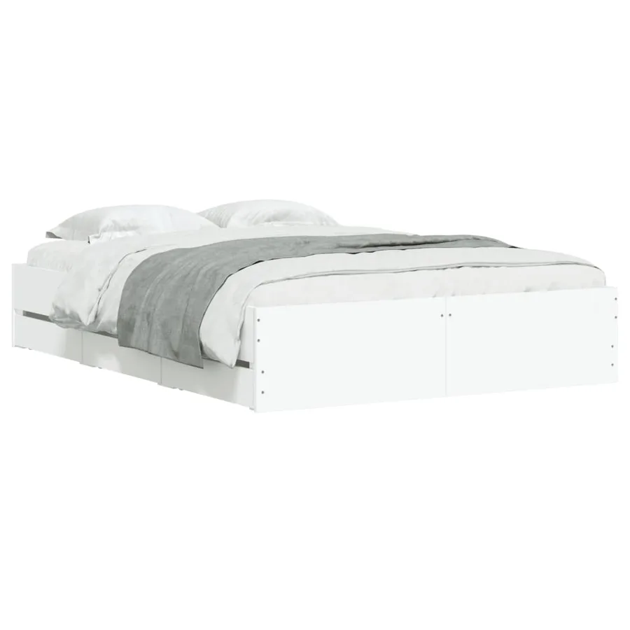 Cadre de lit avec tiroirs sans matelas blanc 135x190 cm - 3