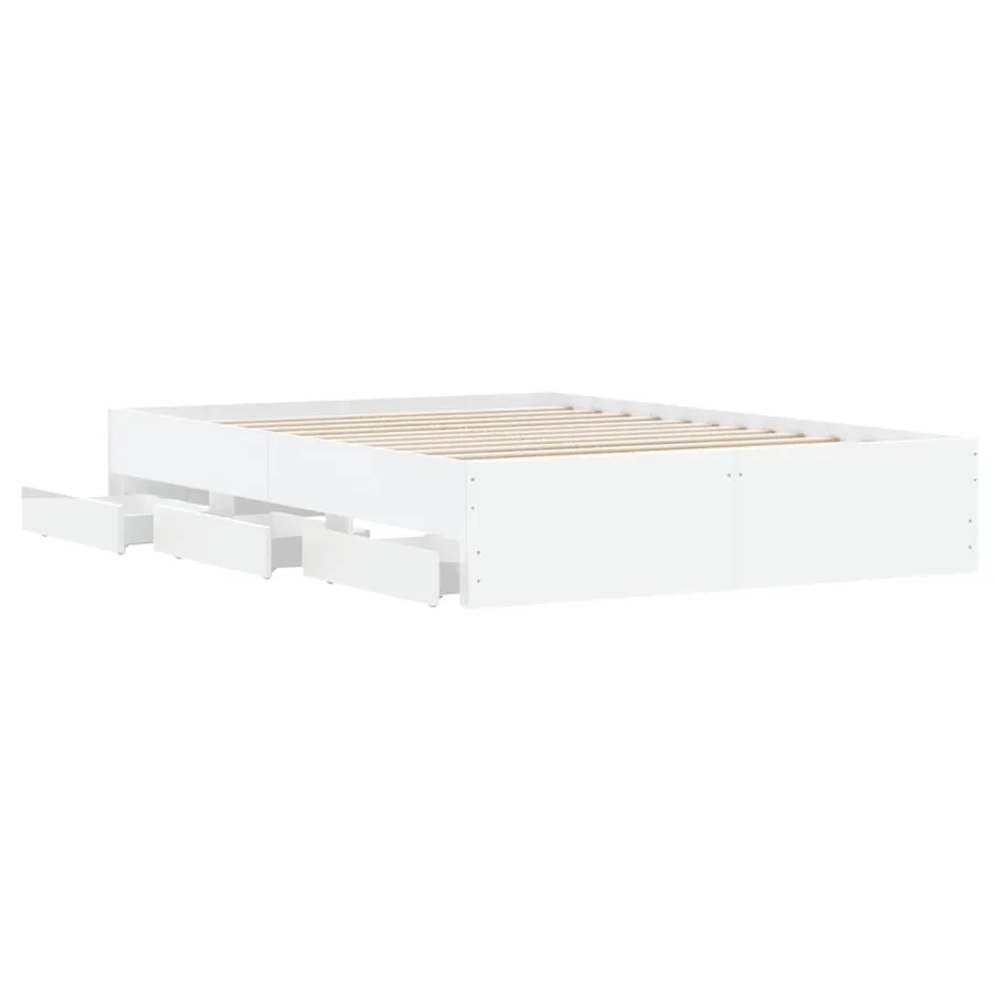 Cadre de lit avec tiroirs sans matelas blanc 135x190 cm - 5
