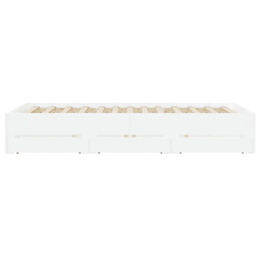 Cadre de lit avec tiroirs sans matelas blanc 135x190 cm - 7
