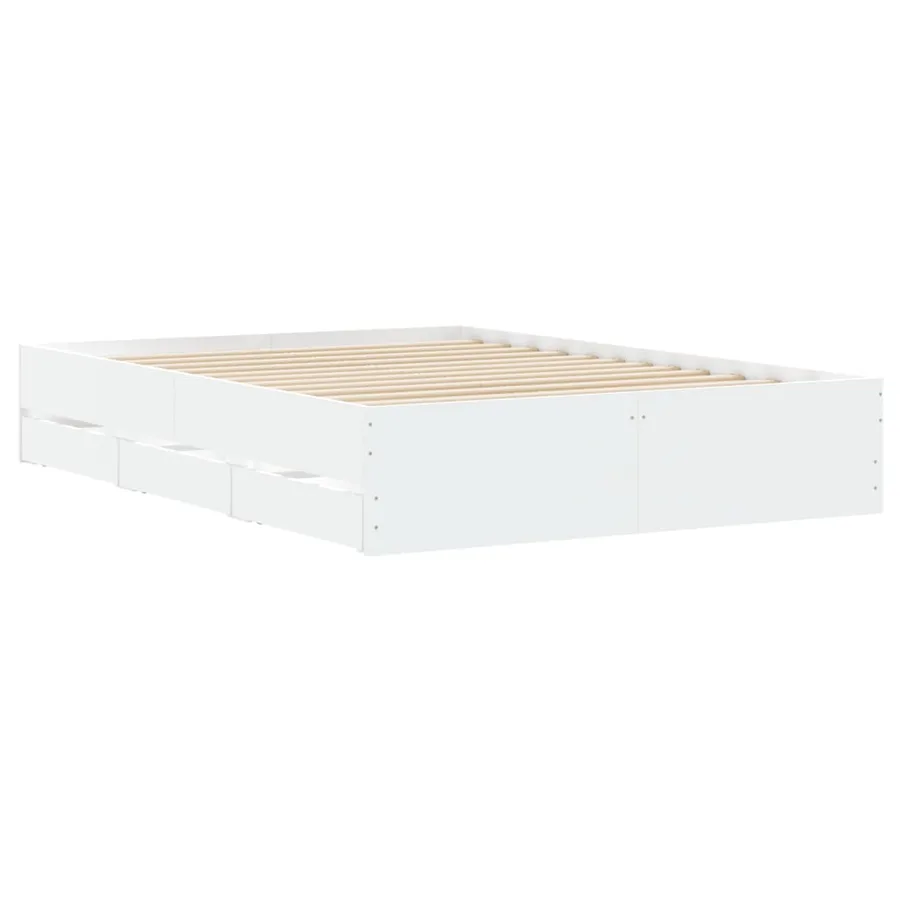 Cadre de lit avec tiroirs sans matelas blanc 135x190 cm - 8