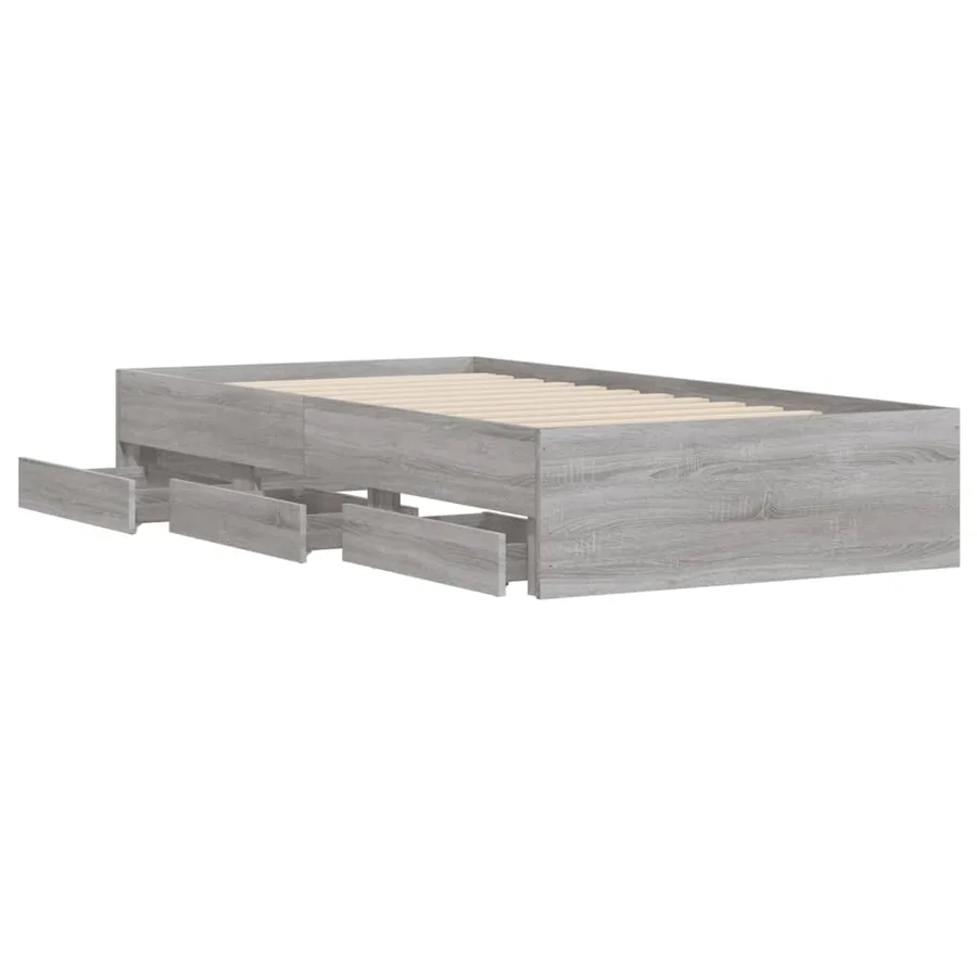 Cadre de lit avec tiroirs sans matelas sonoma gris 90x200 cm - 5
