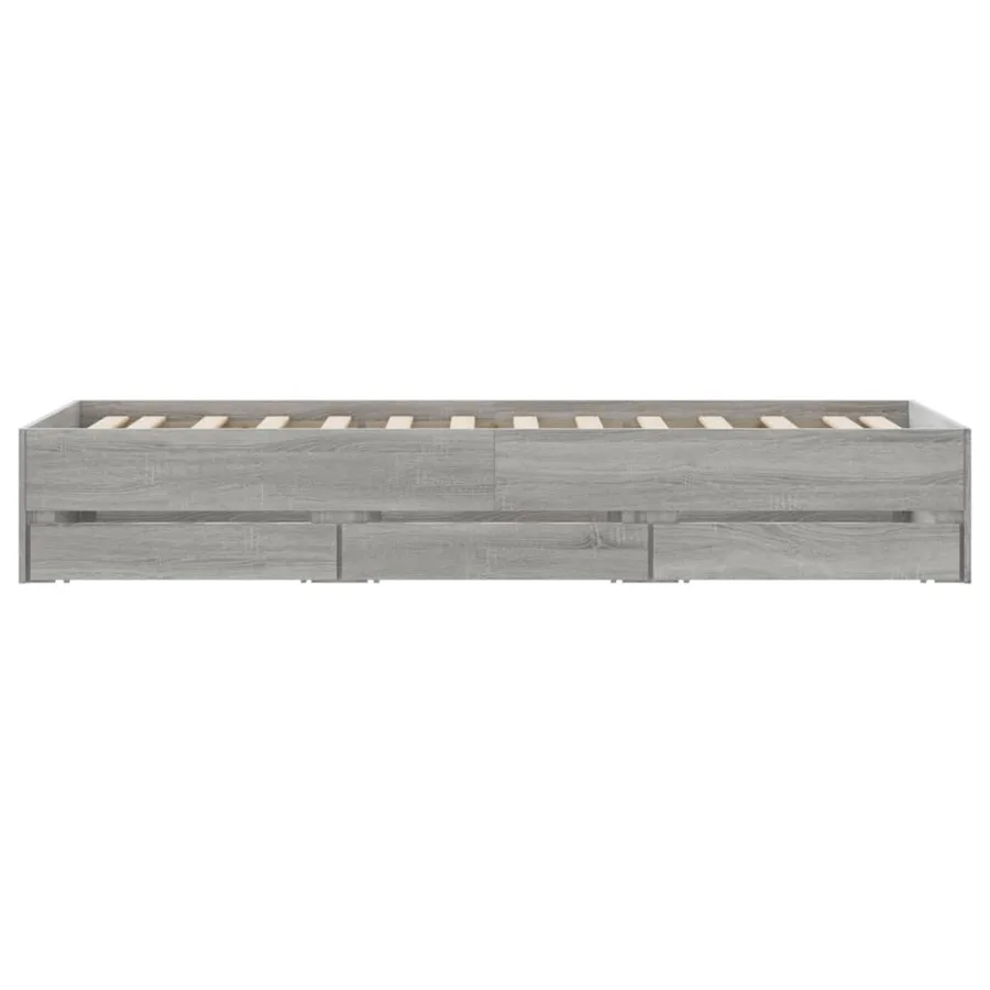 Cadre de lit avec tiroirs sans matelas sonoma gris 90x200 cm - 7