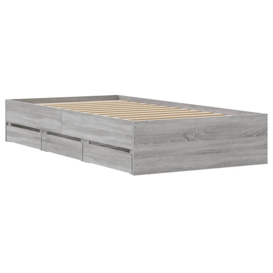 Cadre de lit avec tiroirs sans matelas sonoma gris 90x200 cm - 8