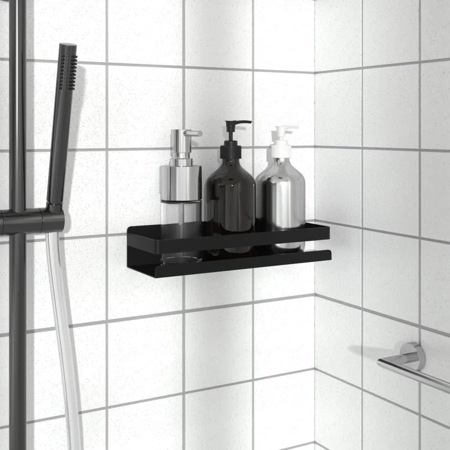Étagère de douche noir mat acier inoxydable 304 brossé
