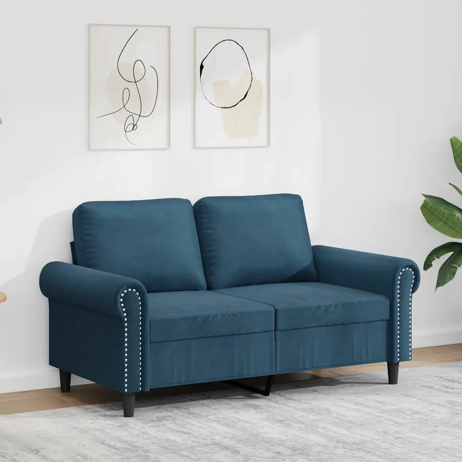 Canapé à 2 places Bleu 120 cm Velours