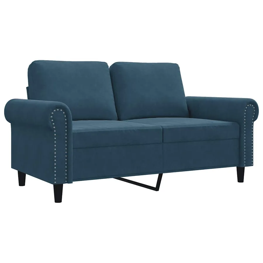 Canapé à 2 places Bleu 120 cm Velours - 2
