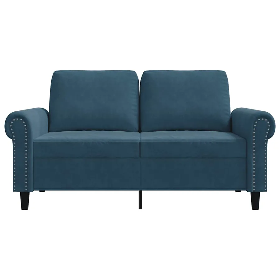 Canapé à 2 places Bleu 120 cm Velours - 4
