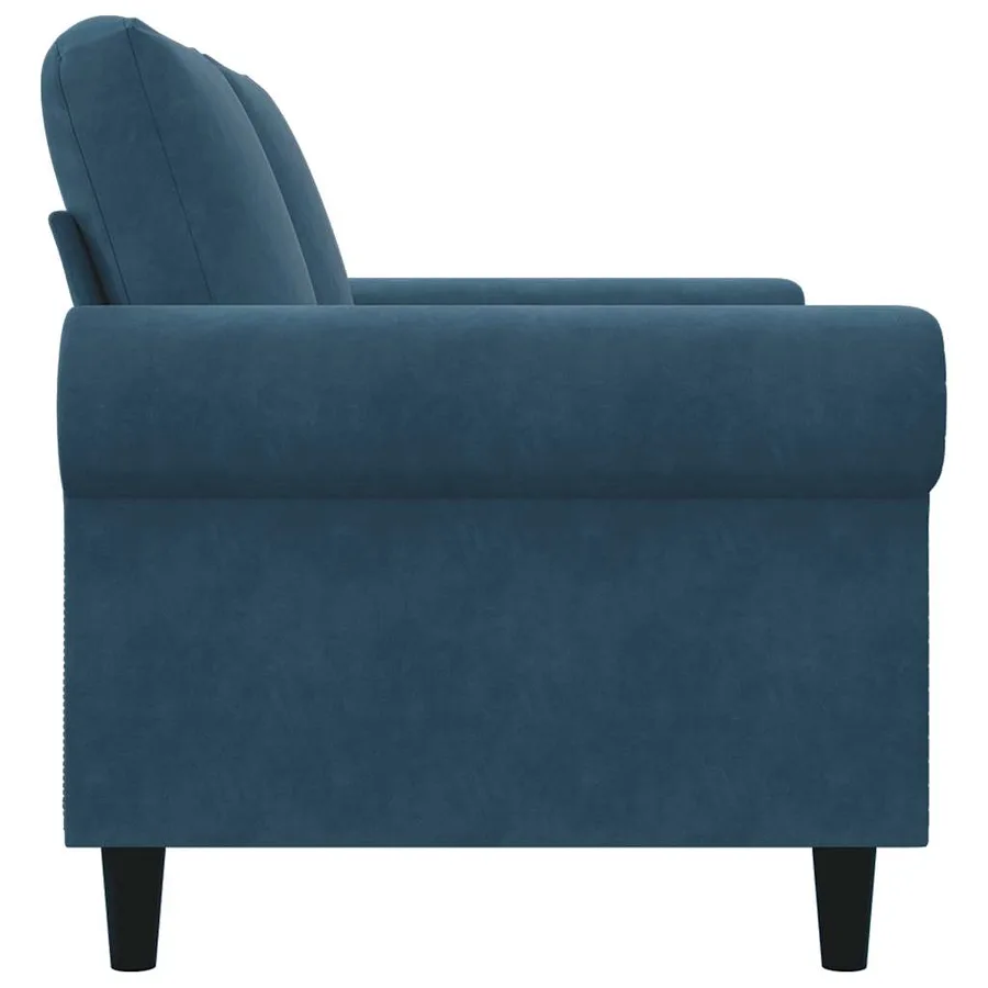 Canapé à 2 places Bleu 120 cm Velours - 5