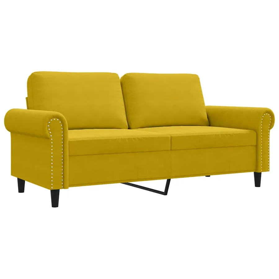 Canapé à 2 places Jaune 140 cm Velours - 2