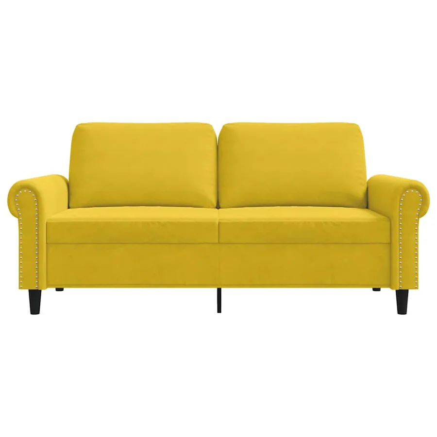 Canapé à 2 places Jaune 140 cm Velours - 4