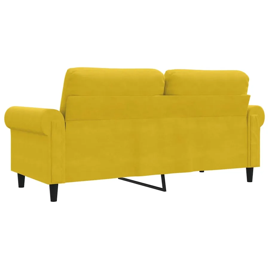 Canapé à 2 places Jaune 140 cm Velours - 6