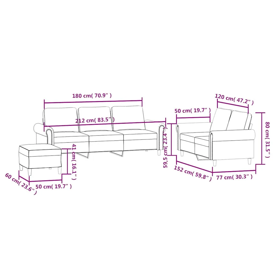 Ensemble de canapés 3 pcs avec coussins Jaune Velours - 9