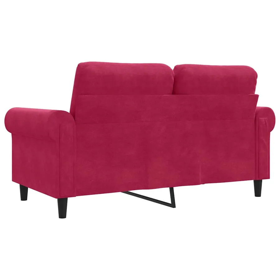 Canapé à 2 places Rouge bordeaux 120 cm Velours - 6