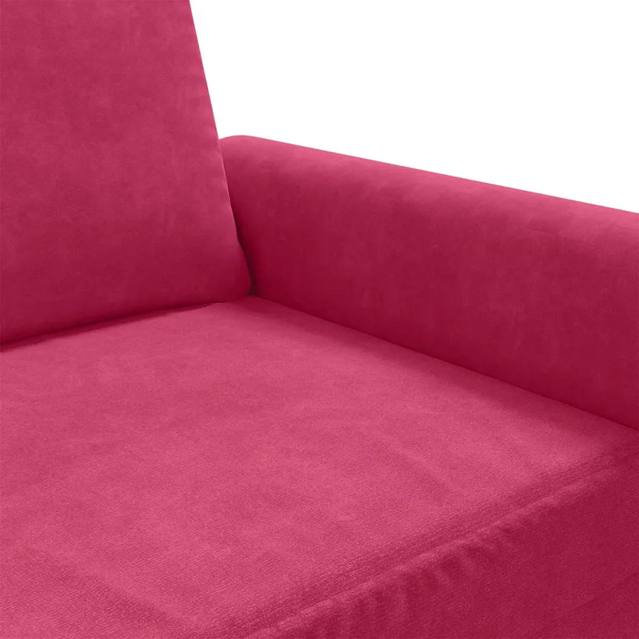 Canapé à 2 places Rouge bordeaux 120 cm Velours - 7
