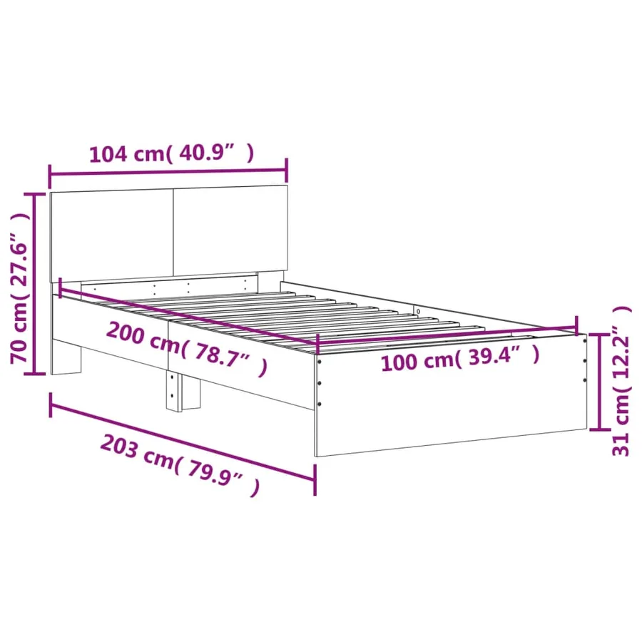 Cadre de lit sans matelas avec lumières LED 100x200 cm - 16