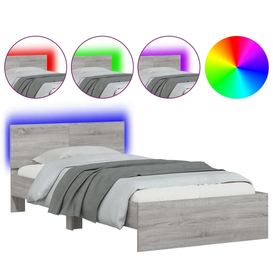 Cadre de lit sans matelas avec lumières LED 100x200 cm - 2