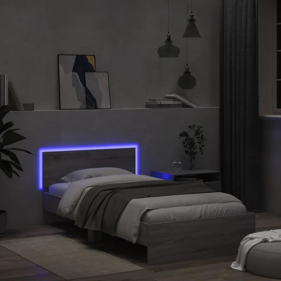 Cadre de lit sans matelas avec lumières LED 100x200 cm - 4