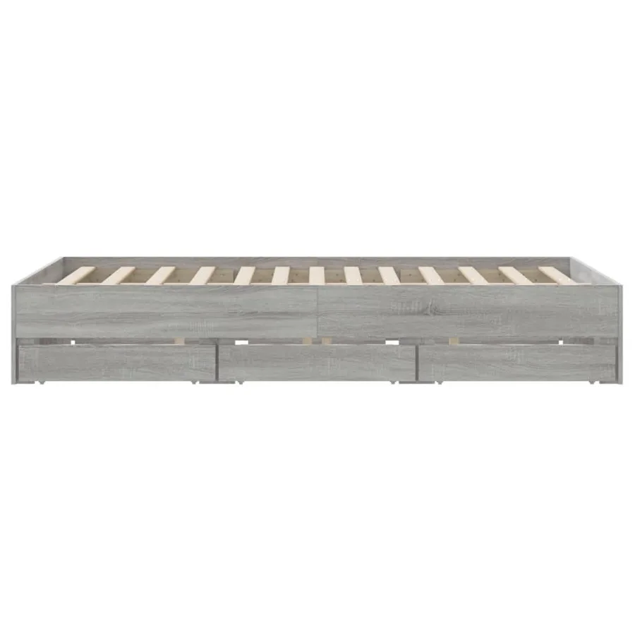 Cadre de lit avec tiroirs sans matelas sonoma gris 150x200 cm - 7