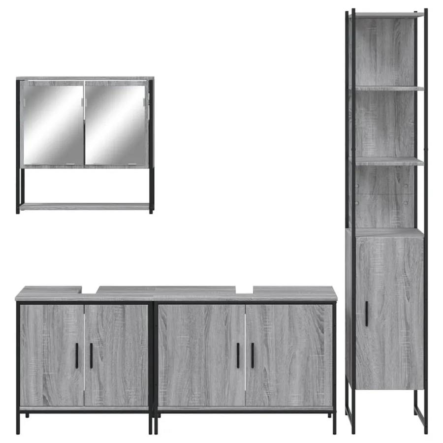 Ensemble de meubles de salle de bain 4 pcs Sonoma gris - 6