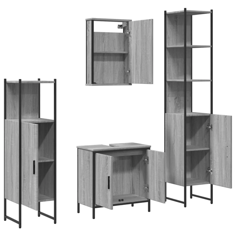 Ensemble de meubles de salle de bain 4 pcs Sonoma gris - 6